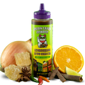 Bottle of Asian Cajun Cowboy Lenongrass Nuoc Cham Ba with ingredients on a white background